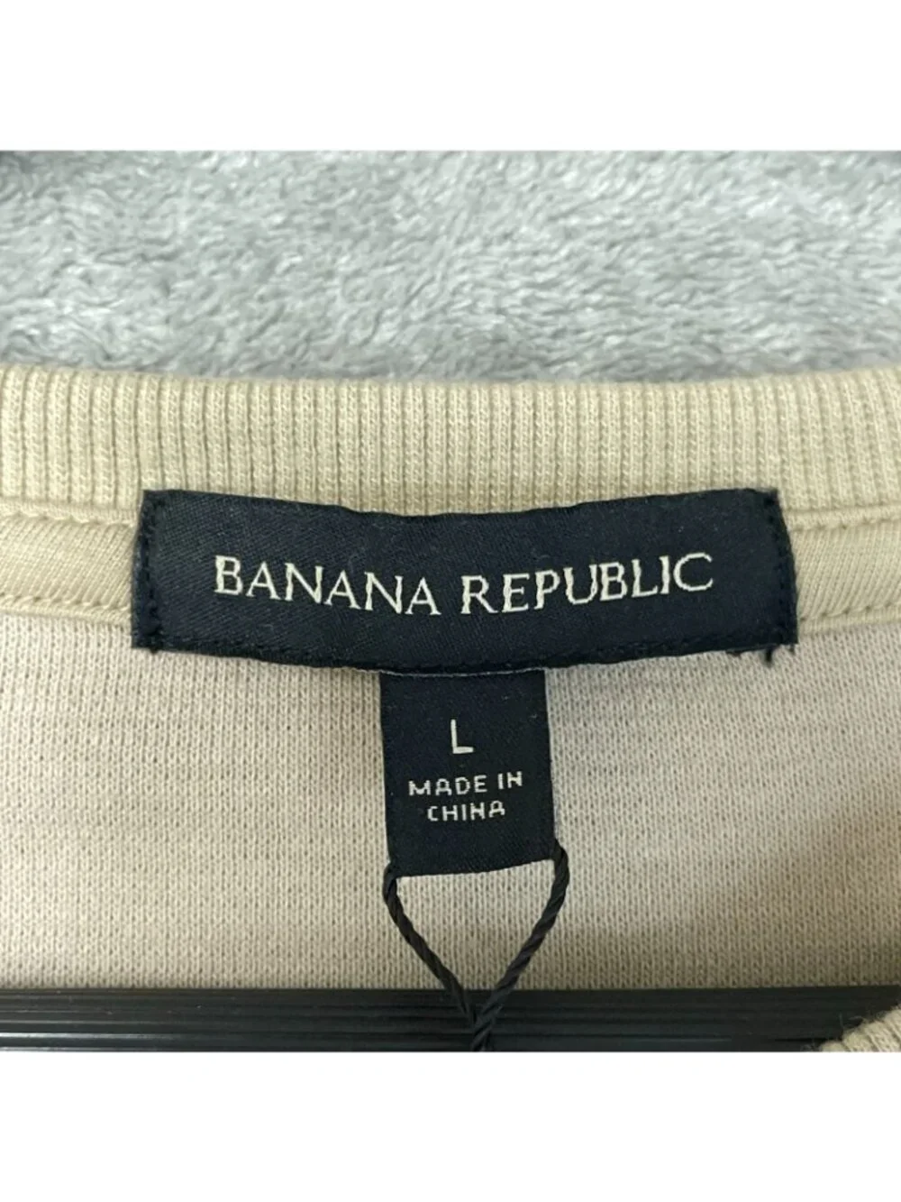 Banana Republic Men's L Beige Double Knit Crew Long Sleeve Sweatshirt e1719